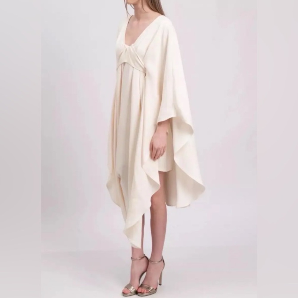 NEW Valentino runway Draped Cady Silk Evening Bridal Goddess Gown Cape Dress 40